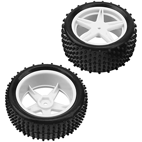 4Pack HIRCQOO OD 88mm/3.46" Front & Rear Rubber Plastic Wheel Rims Tires 12mm Hex Hub Compatible with Redcat Tornado Shockwave HPI HSP ExceedRC Kyosho 1/10 Scale Off Road Buggy (White) - color: White