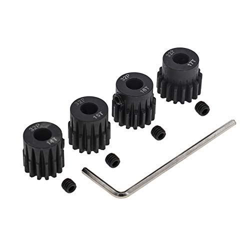 4pcs 32p Pinion Gear 5mm Set Hardened 14T 15T 16T 17T 32 Pitch Gears RC Upgrade Part with Screwdriver