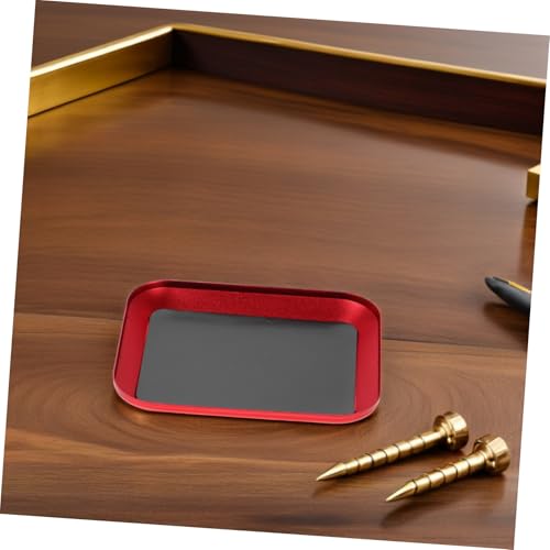 2 Pcs Magnetic Screw Tray Aluminum Alloy Small Parts Storage Plate Red for Rc Model Screws Nuts Bolts Pins Organizer Tool Tray