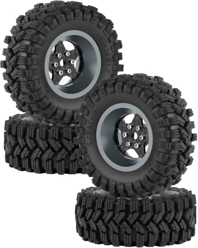RC 1.2" Carbon Fiber Beadlock Wheels and Tires for 1/18 TRX4M,1/24 SCX24 RC Crawler Car,4PCS Carbon Fiber 1.2 Wheels Rims & Rubber Tires - D - style: 1.2 Tires - (D)