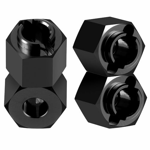 4PCS/Set Aluminum RC Car Wheel Hubs Adapters for Redcat Ascent 1/18th RC Crawler Car Upgrades (Black) - color: Black