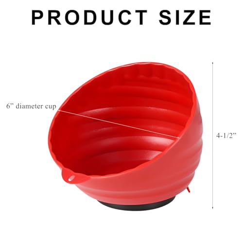 Magnetic Nut Cup, Curved Magnetic Parts Tray Bolts Organizer Holds Up to 5 Pounds, Multi-Use Nuts Screws Bowl Small Parts Tray Attaches to Metal Surface, Car Accessories (Red) - color: Red