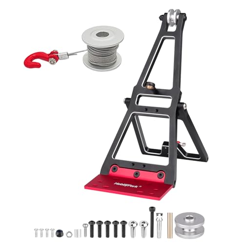 HobbyPark RC Crawler Tow Rig Crane 1/10 Scale Winch Stent Rescue Wrecker Kit Trailer Tow Hook for TRX4 SCX10 II Capra LCG Chassis Frame DIY Parts Updates (Black) - color: Black