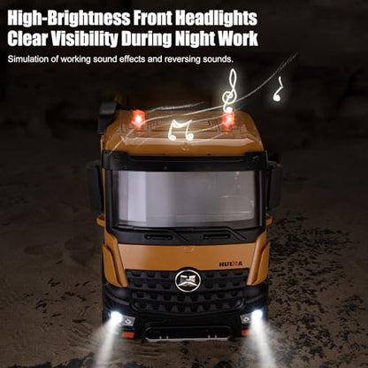 RC Dump Truck, 1:14 Scale 12 Channels Heavy RC Dump Truck | 4WD RC Construction Vehicles with 6KG+ Load, Full Suspension, Lights/Sounds for Adults, Hobbyists - size: 2 Battery