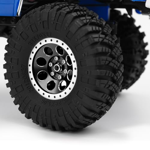 1.3 Beadlock Wheel Rims for SCX24 TRX4M Upgrade 1/24 1/18 RC Crawler Car (Black) - color: Black