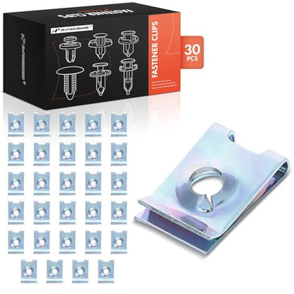 A-Premium 30PCS Body Chassis Nut Screw Retainer Clips, Fits for #10 Screw | Compatible with BMW Universal Models, 330i 340i 530i 550e xDrive X1 X3 X5 & More, Zinc, Replace# 7129901651