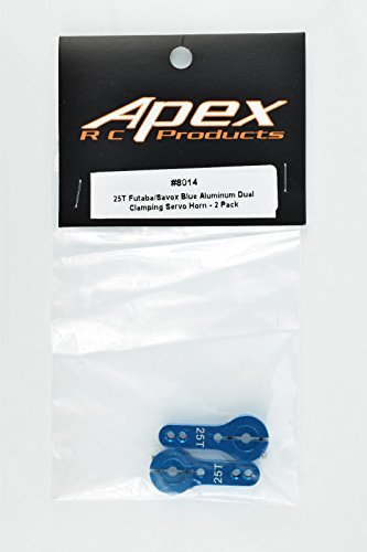 Apex RC Products 25T for Futaba Blue Aluminum Dual Clamping Servo Horn - 2 Pack #8014