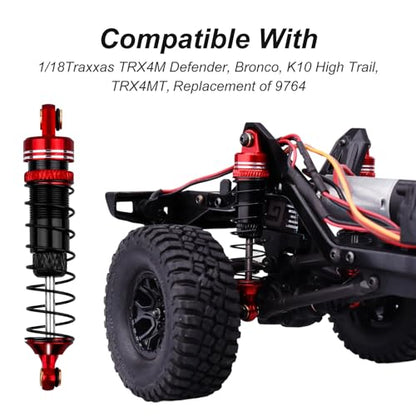 HobbyPark Aluminum 59mm RC Shocks Long Travel Shock Absorber Oil Damper Assembled for TRX4M TRX4MT 1/18 RC Crawler Upgrades Threaded Body, Replacement of 9764 (Red&Black) - color: Red&Black