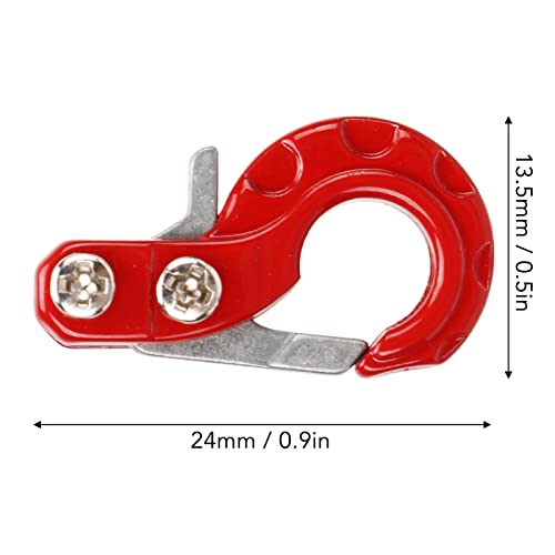 RC Winch Trailer Hook Set 2Pcs, 0.9x0.5in/2.3x1.3cm | Aluminum Alloy | 1/10 Crawler Truck | SCX10 D90 Compatible | Simulation Design | RC Car Accessory(Red) - color: Red