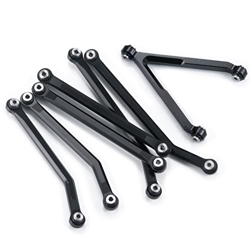 Aluminum Alloy High Clearance Shortened Chassis Link Y Link Pull Rod Set 7PCS SCX24 Upgrade Parts Compatible with 1/24 Axial SCX24 AXI00001 C10, AXI00002 Wrangler JLU, AXI00006 Bronco (Black) | High Clearance Link Set 7PCS Compatible with 1/24 Axial SCX24