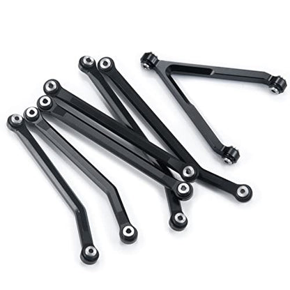 Aluminum Alloy High Clearance Shortened Chassis Link Y Link Pull Rod Set 7PCS SCX24 Upgrade Parts Compatible with 1/24 Axial SCX24 AXI00001 C10, AXI00002 Wrangler JLU, AXI00006 Bronco (Black) | High Clearance Link Set 7PCS Compatible with 1/24 Axial SCX24
