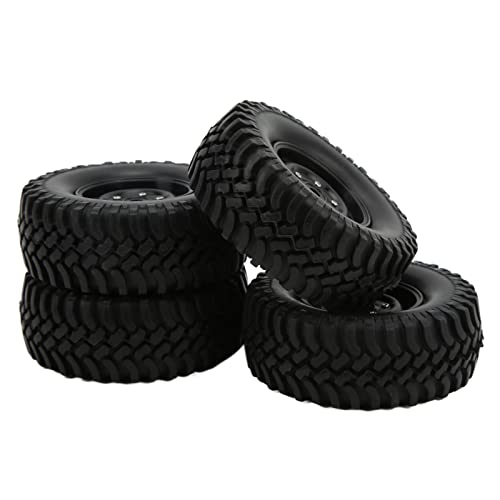RC Rubber Tires Set, RC Tires and Wheel Rims Set 4pcs Durable Heavy Duty 100mm for 1/10 RC Crawler