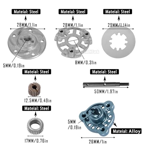RC Upgrades Part for 1/10 Slash/Rustler/Stampede/Bandit 2WD (VXL) Drag Slash/Bigfoot,Transmission Gearbox & 48P Gear & Slipper Clutch Kit Pressure Plate & Complete Differential,Titanium - color: Titanium - (Upgrades Gearbox)