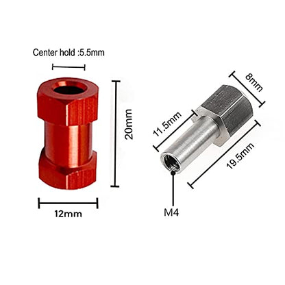 4Pcs RC Wheel Spacer 12mm Hex Adapter for 1/10 RC Crawler(Red,20mm) | 20mm Extension hub Adapter, RC Hex Drive Wheel Adapter Combiner Coupler,Alloy Metal - size: 20mm
