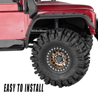 RC 1.9" Beadlock Wheels Rims for 1/10 SCX10 90046 AX103007 TRX4 TRX6 D90 VS4-10 MST CFX Gen8 Gen7 RC Crawler,Alloy Aluminium 1.9 rc Wheel Rim w/Rings,Brown w/Black - color: Brown(4pcs)