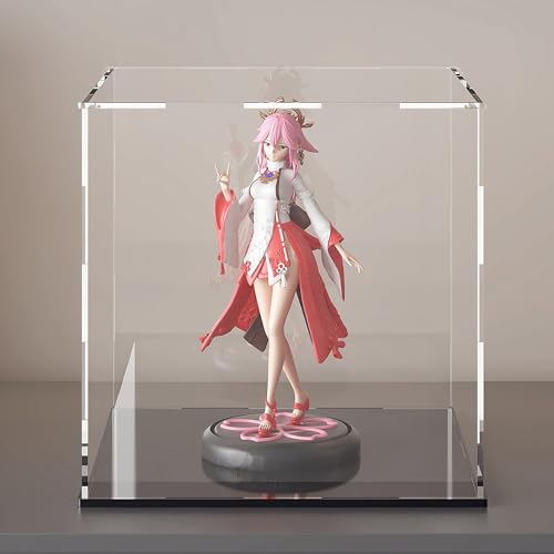 Acrylic Display Case for Collectibles and Toys, Versatile Clear Acrylic Display Box with Black Base for Action Figures and Trophy, 8x8x12-inch - size: 8"L x 8"W x 12"H