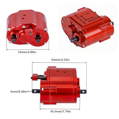 Full Metal 2 Speeds Transfer Case Gearbox Transmission Box Upgrade for Axial SCX10 RC4WD D90 1/10 RC Crawler