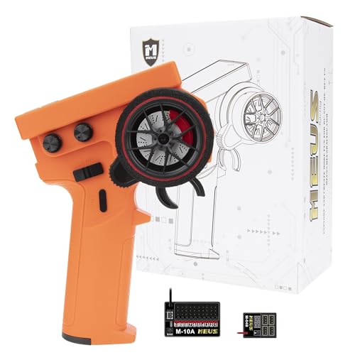 MEUS RACING ME-10B RC Transmitter 10 Channels 2.4GHz and Receiver with Coach Mode for 1/8 1/10 1/18 1/24 RC Crawler Car Boat TRX4 TRX4M SCX10 SCX24 Upgrades Parts (Orange - 2 Receivers) - color: Orange - 2 Receivers