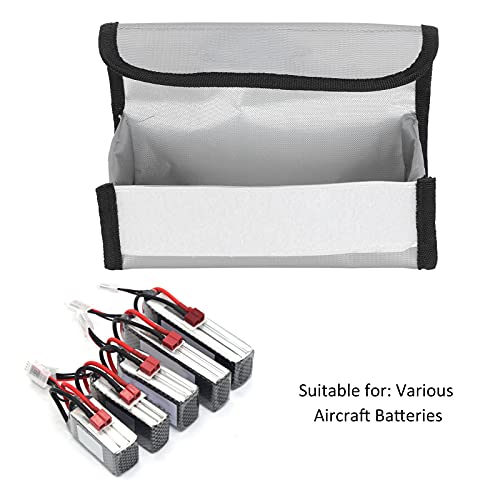 Battery Explosion Proof Bag, 19.4x7x7.8cm/7.6x2.8x3.1in Fire Retardant LiPo Battery Box Heat Resistant Charging Storage Safety Pouch for RC Model, Drone, Aircraft