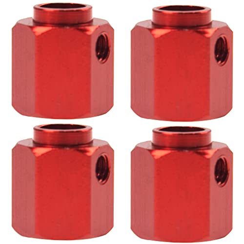 ShareGoo Aluminum RC 12mm Hex Extended Wheel Hex Hub Extension 12mm Offset Spacers Compatible with Traxxas TRX4 TRX6 1/10 RC Crawler (12mm, Red) - color: Red, size: 12mm