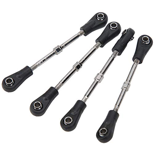 4pcs Rear Upper Linkage Rod for /10 RC Car, Metal Steering Tie Rod Pull with M3 Hex Screw, 68-77mm Length, Wear Suspension Upgrade Parts for RC Truck