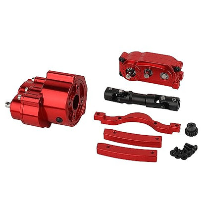 All Metal Front Planetary Motor Transmission Prefixal Gearbox Transfer Case with Hardened Steel Drive Shaft for 1/10 RC Crawler Car Axial SCX10 & SCX10 II 90046 Upgrade Parts (red) - color: Red