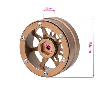 AMK 1.9 Inch CNC Aluminum Beadlock Wheels, 4PCS RC Crawler Wheel Rims with 12mm Hex, Fits SCX10, SCX10 II, SCX10 III, SCX10 Pro, Capra, TRX4, RC4WD D90, 1/10 Scale Rock Crawler