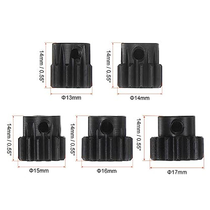 HARFINGTON Mod 1 M1 Pinion Motor Gear Set 5pcs 11T 12T 13T 14T 15T Fit 5mm RC Motor Shaft M1 Pitch Gears for RC Car, with Hex Key - style: 11T 12T 13T 14T 15T
