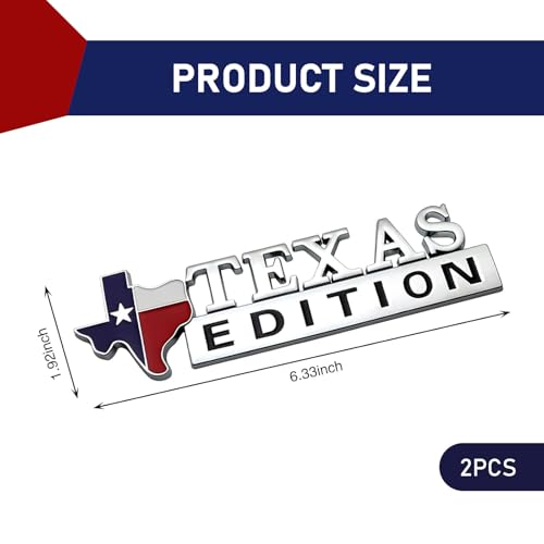 2 PCS Texas Flag Edition Emblems for Car, 3D Metal Off-Road Vehicle Badge Decals, Car Body State Flag Logo Sticker, Universal Personality Badge Modification Sticker for Cars Trucks (Silver)
