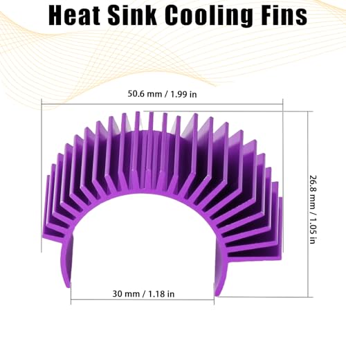 5PCS Aluminum Heatsink Electric Engine Motor Heat Sink Cooling Fins Replacement for #03300 Compatible with 1/10 HSP Traxxas HPI Tamiya Losi 550 540 3650 Size Brushed/Brushless Motor(Purple) - style: Purple