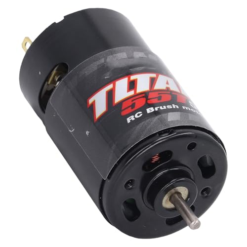 RC Brushed Motor 550, High-Speed Universal RC Motor 55T with Built-in Cooling Fan and 1/3 Reduction for 1/14 1/10 RC Crawler Car Truck and Modified Vehicles