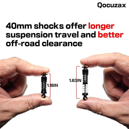 1/24 RC Crawler Shocks Upgrade Kit, 40mm Big Bore Oil Shock Absorber Damper for SCX24 FCX24M, Aluminum Brass Lightweight Replacement Parts