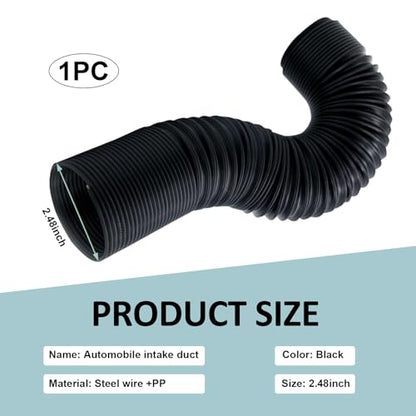 Air Intake Pipe, Retractable Flexible Air Guide Hose, High Temperature Resistant Modified Intake System Accessories, for Most Cars Trucks (Black #63 mm) - size: 1 PC #63 mm
