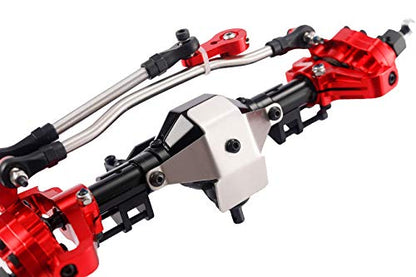 Aluminum Front/Rear Portal Axles Set for 1/10 Axial SCX10 II 90046 90047 RC Crawler Car (Black with Red) - color: Black With Red