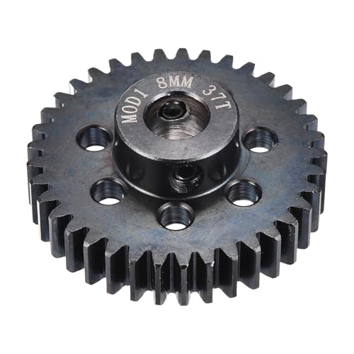MECCANIXITY 1M 37T 40 Chrome Steel Motor Pinion Gears, 1.54" x 1.5" RC Motor Gears Fits 8mm Shaft Bore for RC Vehicles Truck Drift Remote Control Car Off-Road Crawler Parts, Black - style: 37T