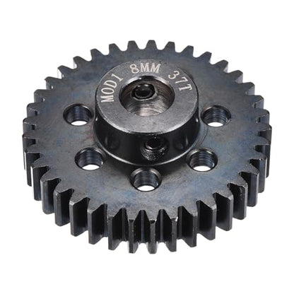 MECCANIXITY 1M 37T 40 Chrome Steel Motor Pinion Gears, 1.54" x 1.5" RC Motor Gears Fits 8mm Shaft Bore for RC Vehicles Truck Drift Remote Control Car Off-Road Crawler Parts, Black - style: 37T