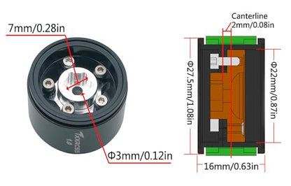 RC 1.0 Beadlock Wheels Offsets -2 Aluminum Rims for AX24 1/18 TRX4M All 1/24 Scale SCX24 Deadbolt RC Crawler Car Wheels Upgrades 4Pc (Silver & Black) - color: Silver & Black