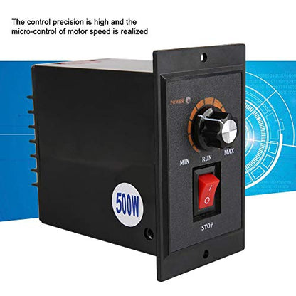 Walfront AC Motor Speed Controller 220V 50/60Hz Single Phase Electric Motor Speed Regulator with Adjustable Rotary Switch(500W)
