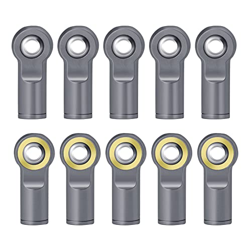 QUE-T 10Pcs Metal Left-Hand Thread Link Rod End M4 Ball Joint Head for RC Crawler Car Boat (Titanium) - color: Titanium