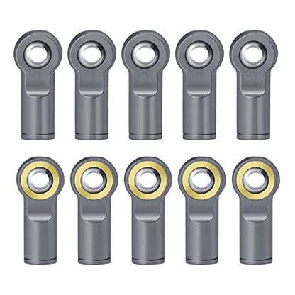 QUE-T 10Pcs Metal Left-Hand Thread Link Rod End M4 Ball Joint Head for RC Crawler Car Boat (Titanium) - color: Titanium
