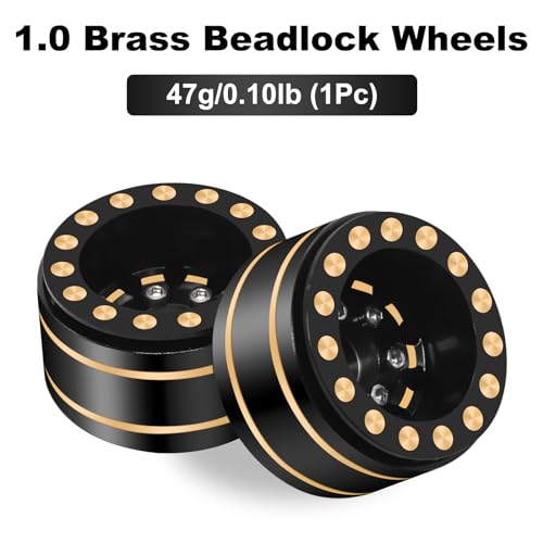 OGRC 1.0 Brass Beadlock Wheel and Tires Set for 1/18 TRX4M 1/24 SCX24 FCX24 | 62*21mm, 47g/pc Brass Wheels, 7mm Negative Offset, Soft & Sticky Compound Tires
