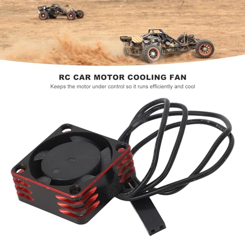 Uxsiya Brushless Motor ESC Cooling Fan, High Speed Dissipation 25x25mm Aluminium Alloy RC Electric Motor Cooling Fan Solid Construction Universal Fit for RC Car (Red)