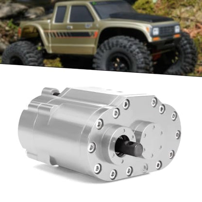 Yiju Transfer Case Gearbox RC Transmission Box Aluminum Alloy Construction Professional Double Speed RC Crawler Gear Set Suitable for Rock Crawling, Silver - color: Silver