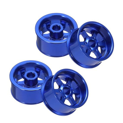 MECCANIXITY 4Pcs RC Car Wheel Rims, 20.5mm Dia 5-Spoke Blue Aluminum Alloy Wheel Rims Hex Hub for HSP RC Drift On-road Racing Touring Car - color: Blue