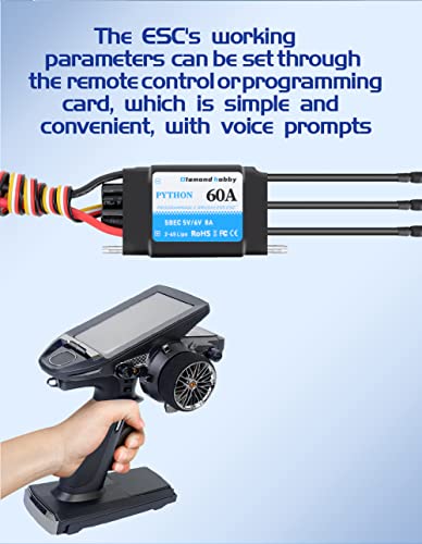 DH 60A 2-6S Waterproof Brushless ESC Electronic Speed Controller with 5V/6V 8A BEC and XT60 3.5mm Banana Head Connector for Model Ship RC Boat - size: 60A