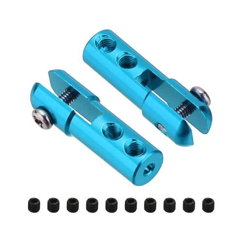 MECCANIXITY 2Pcs Metal Clevis M2 Thread Aluminum Alloy Clevis Servo Horn Tie Rod Chuck Connector with Screws for RC Airplane Car Helicopter Model Replacements,Blue - color: Blue