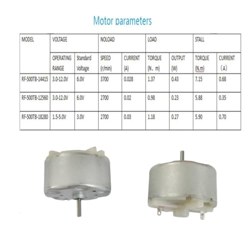 DC3.0V-12.0V Electric Micro Motor 6V-3700RPM Toy Science Project 500TB-14415 Small dc Motor- 2PCS