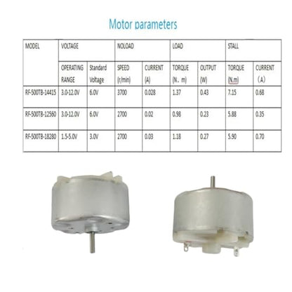 DC3.0V-12.0V Electric Micro Motor 6V-3700RPM Toy Science Project 500TB-14415 Small dc Motor- 2PCS