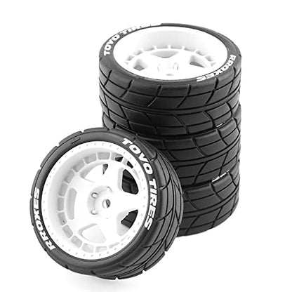 4pcs/1set Drift Wheel Hub Tire RC Tyres for HPI for KYOSHO for Tamiya 1:10WRC TT02 XV01 RC Car Modification Upgrade Parts - color: White