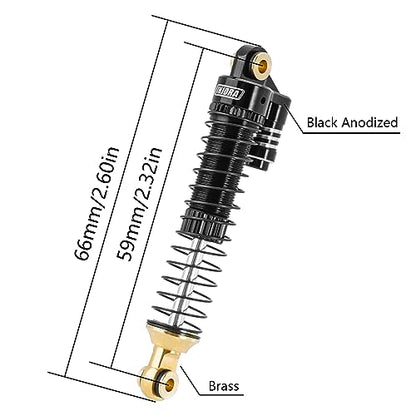 INJORA Brass & Aluminium 59mm Long ThreadedOil Shocks for TRX4M